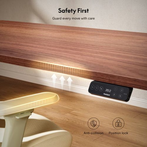 FLEXISPOT E7 Pro Elektromos Íróasztal Láb, Fekete, 63.5-128.5cm Állítható, Kétmotoros, 161 kg Teherbírás, LED érintőképernyő, 4 memóriahely, USB töltőport