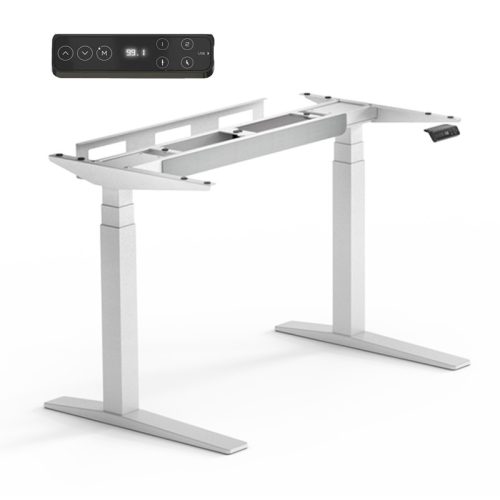 FLEXISPOT E7 Pro Elektromos Íróasztal Láb, Fehér, 63.5-128.5cm Állítható, Kétmotoros, 161 kg Teherbírás, LED érintőképernyő, 4 memóriahely, USB töltőport