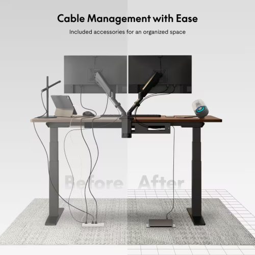 FLEXISPOT E7 Pro Elektromos Íróasztal Láb, Fehér, 63.5-128.5cm Állítható, Kétmotoros, 161 kg Teherbírás, LED érintőképernyő, 4 memóriahely, USB töltőport