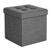 SONGMICS Tároló Puff, 30*30*30 cm, MDF Anyagból, Szürke