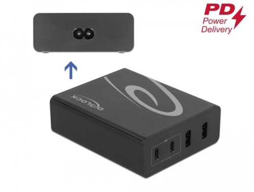 Delock USB töltő 2 db. USB Type-C  PD + 2 db. A-típusú USB 112 W-tal