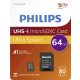 Philips Micro SDHC Memóriakártya 64GB Class 10 UHS-I U1 Adapter