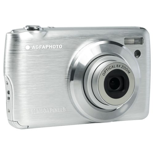 Agfaphoto Kompakt ezüst fényképezőgép -18 MP-8x Optikai zoom-Lítium akkumulátor +16gb SD kártya + táska