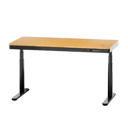 FlexiSpot Comhar Pro All-in-One elektromos állítható íróasztal fiókkal, fekete-bambusz lap, 140x70cm,  dupla motor, vezeték
