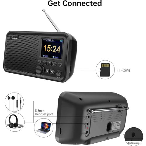 [ÚJRACSOMAGOLT] LEICKE DJ Roxxx hordozható DAB+ / FM rádió Bluetooth funkcióval – digitális rádió, vezeték nélküli zenelejátszás, fekete