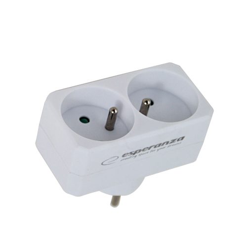 [ÚJRACSOMAGOLT] Földelt elosztó, 2 aljzatos Esperanza ELK305W, Fehér