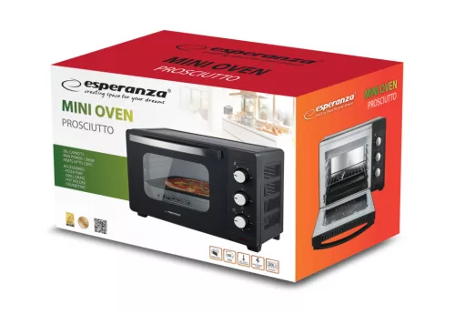 [ÚJRACSOMAGOLT] Esperanza EKO005 Prosciutto Minisütő 20L, 1600W, Fekete