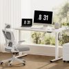 FLEXISPOT ONE PIECE Elektromos Állítható Íróasztal, Egy Motoros, 140×60 Cm – Magasságállítható Ülő-Álló Asztal Vázzal és Fehér Asztallappal, Otthoni Irodába