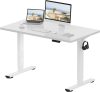 FLEXISPOT ONE PIECE Elektromos Állítható Íróasztal, Egy Motoros, 140×60 Cm – Magasságállítható Ülő-Álló Asztal Vázzal és Fehér Asztallappal, Otthoni Irodába