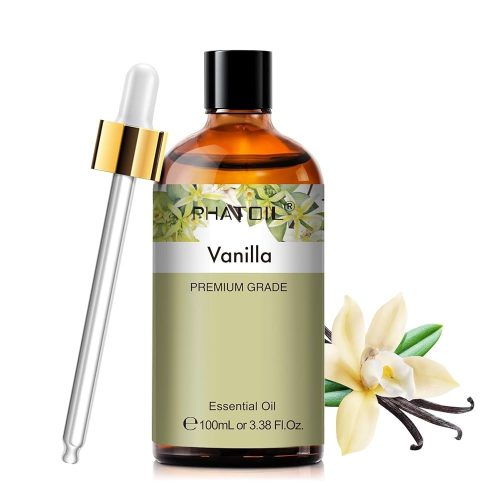 Phatoil 100 ml Természetes Illóolaj – Aromaterápiához, Relaxációhoz és Közérzetjavításhoz, Vanília Illatú
