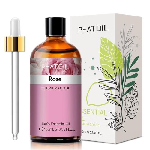 Phatoil 100 ml Természetes Illóolaj – Aromaterápiához, Relaxációhoz és Közérzetjavításhoz, Rózsa Illatú