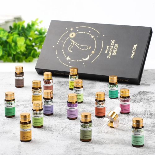 PHATOIL Diary Of Essential Oil Set 15pcs x 5ML Gift Box, Prémium Illóolaj Válogatás Díszdobozban
