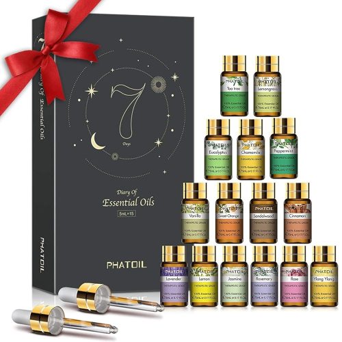 Phatoil 15 Darabos Illóolaj Szett, 15x5ml – Aromaterápiához, Relaxációhoz és Közérzetjavításhoz