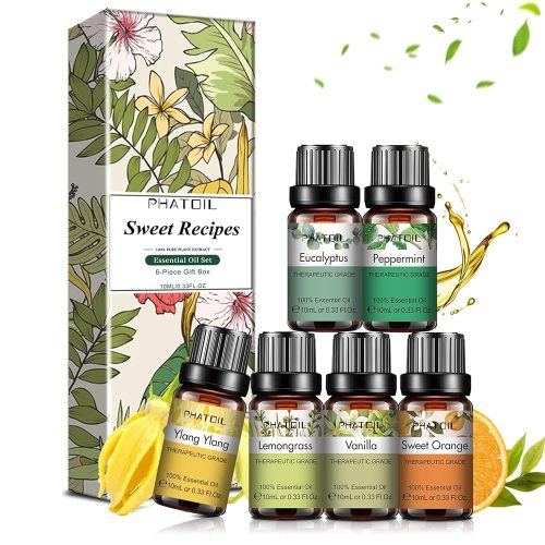 Phatoil 6 Darabos Illóolaj Szett, 6x10ml – Aromaterápiához, Relaxációhoz és Közérzetjavításhoz