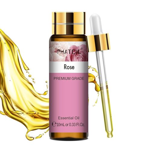 Phatoil 10 ml Természetes Illóolaj – Aromaterápiához, Relaxációhoz és Közérzetjavításhoz, Rózsa Illatú