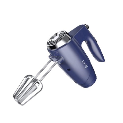 Liraip Kétfejes Kézi Mixer, 5 Sebesség, Habverő és Dagasztó Fejekkel, 200W, Sötétkék