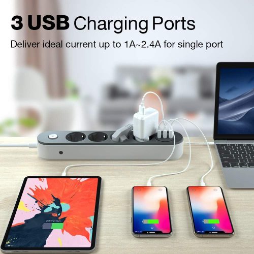 Joyguard 4-as hálózati elosztó 3 USB porttal, gyermekbiztonsági zár,  tűzálló, fekete