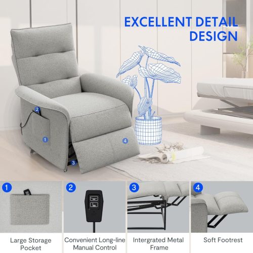 FLEXISPOT elektromos relax fotel állítható háttámlá, Világosszürke