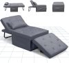 FLEXISPOT 4 az 1-ben összecsukható kanapéágy,  szürke– egyszemélyes fotelágy, összecsukható puffal, 6 fokozatban állítható háttámlával és párnáva