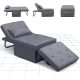 FLEXISPOT 4 az 1-ben összecsukható kanapéágy,  szürke– egyszemélyes fotelágy, összecsukható puffal, 6 fokozatban állítható háttámlával és párnáva