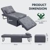 FLEXISPOT 4 az 1-ben összecsukható kanapéágy,  szürke– egyszemélyes fotelágy, összecsukható puffal, 6 fokozatban állítható háttámlával és párnáva