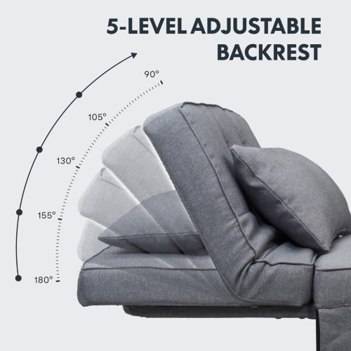 FLEXISPOT 4 az 1-ben összecsukható kanapéágy,  szürke– egyszemélyes fotelágy, összecsukható puffal, 6 fokozatban állítható háttámlával és párnáva