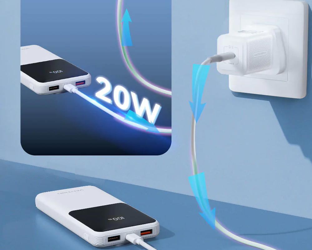 	Vention 22.5W Powerbank with Built In USB-C, LTG Cable	